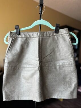 Faux leather olive green mini skirt